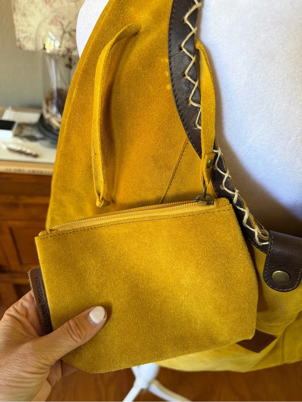 Gianni Notaro Italian Suede Hobo Bag - Mustard Made in Italy Shoulder Bag